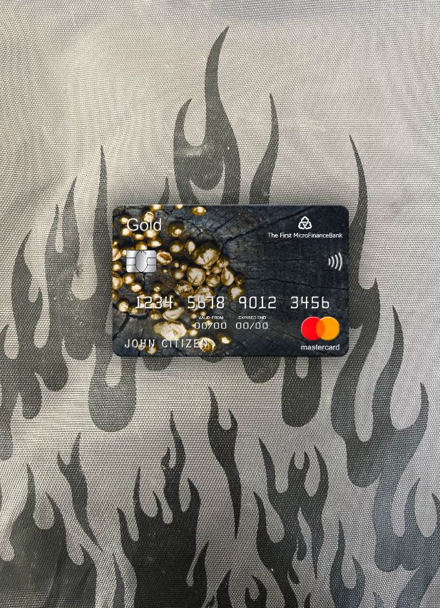 Download Tajikistan The First MicroFinance (FMFB) bank mastercard gold photolook front Photoshop template